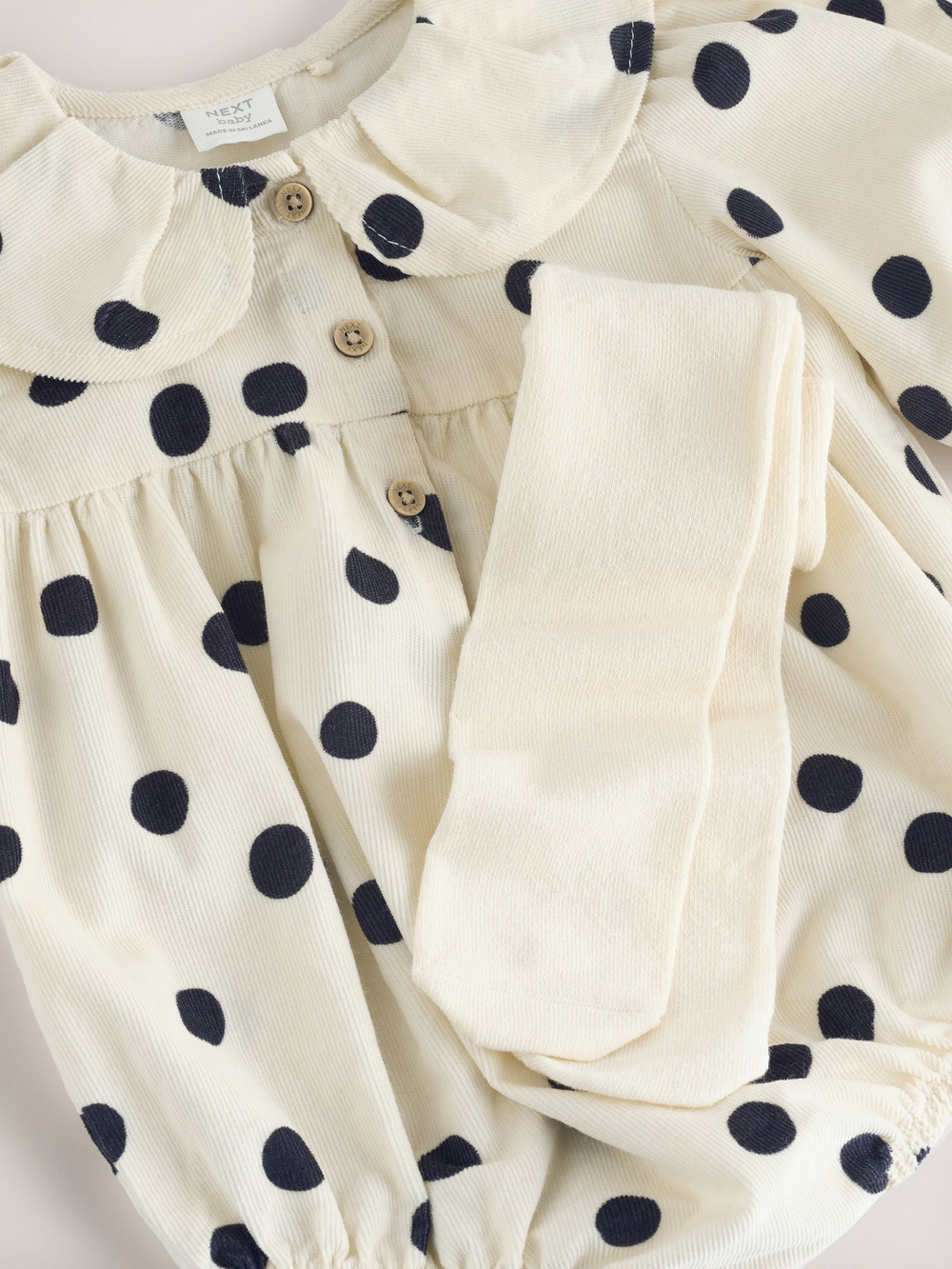 Платье-песочник и колготки в комплекте для девочек Next W59-397, Молочный