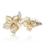 Брошь «Орхидеи» из лимонного золота с фианитами