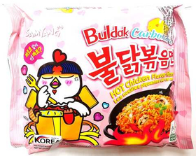 Лапша б/п со вкусом курицы, соусами Бульдак и Карбонара острая Samyang м/у, Корея, 140 г