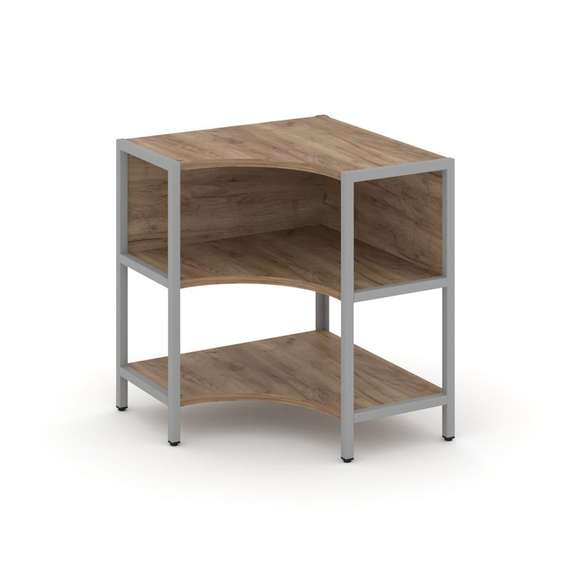 Shelf System Односекционный угловой стеллаж двухярусный SN.STMU-211 Дуб Табак/Металл Серый 810*810*8