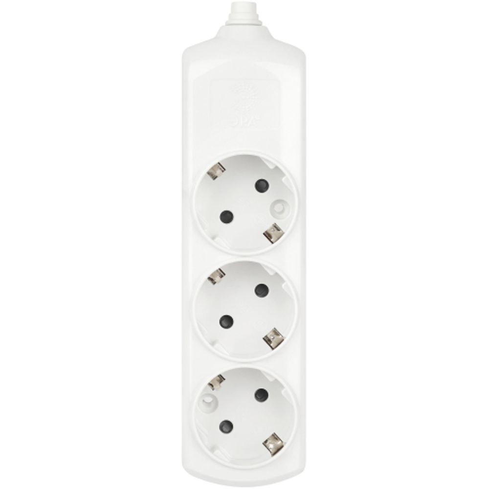Колодка ЭРА K-3e 3 розетки с зазeмлением белая