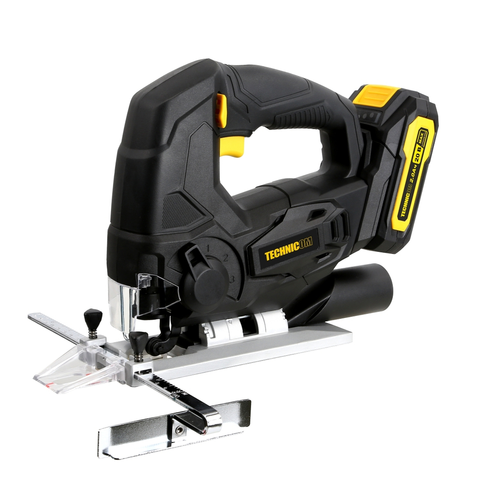 Лобзик аккумуляторный TECHNICOM TC-CJ520, 20В 2Ач, 0-2400 ход/мин, LED подсветка, 45° угол распила, 3 режима маятникового хода