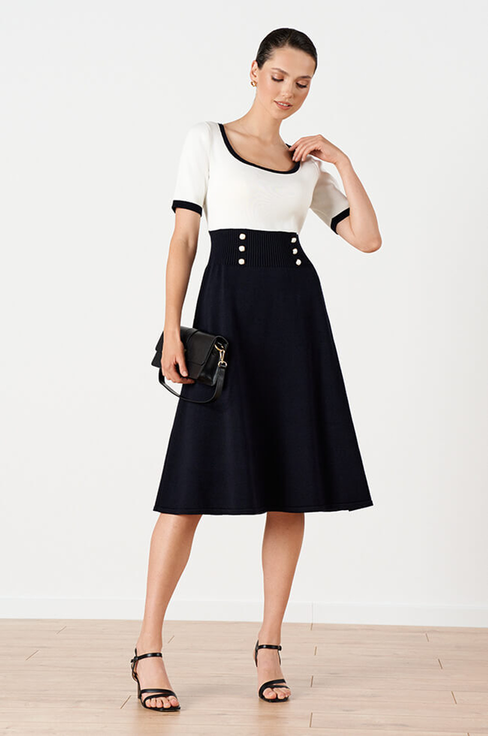 51672 Платье женское (молочный / синий)