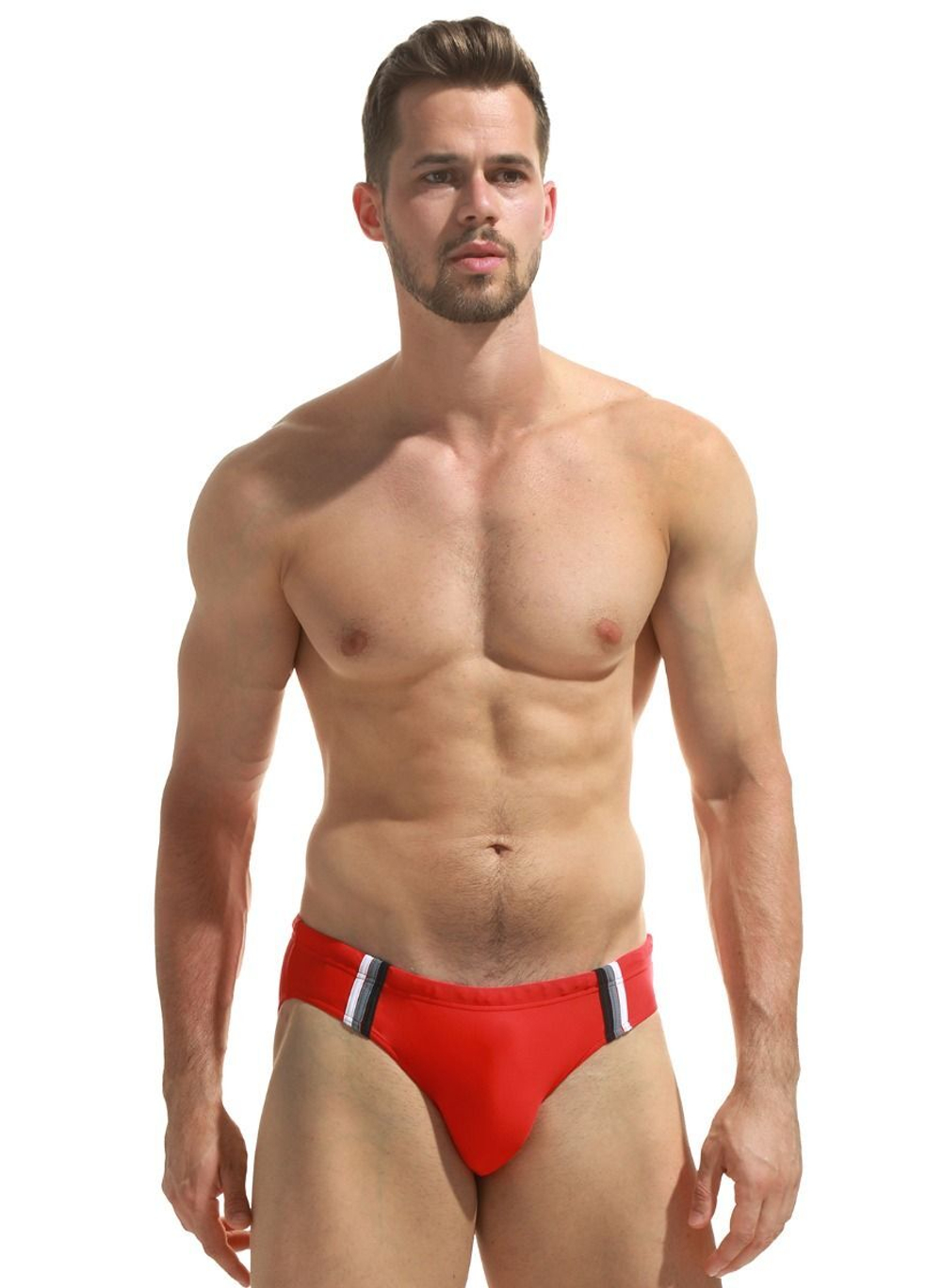 Мужские пляжные плавки с декором по бокам (Размер: M) (Цвет: зеленый)