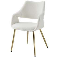 Стул Curv Soft с высокой спинкой, белый мех с золотыми ножками