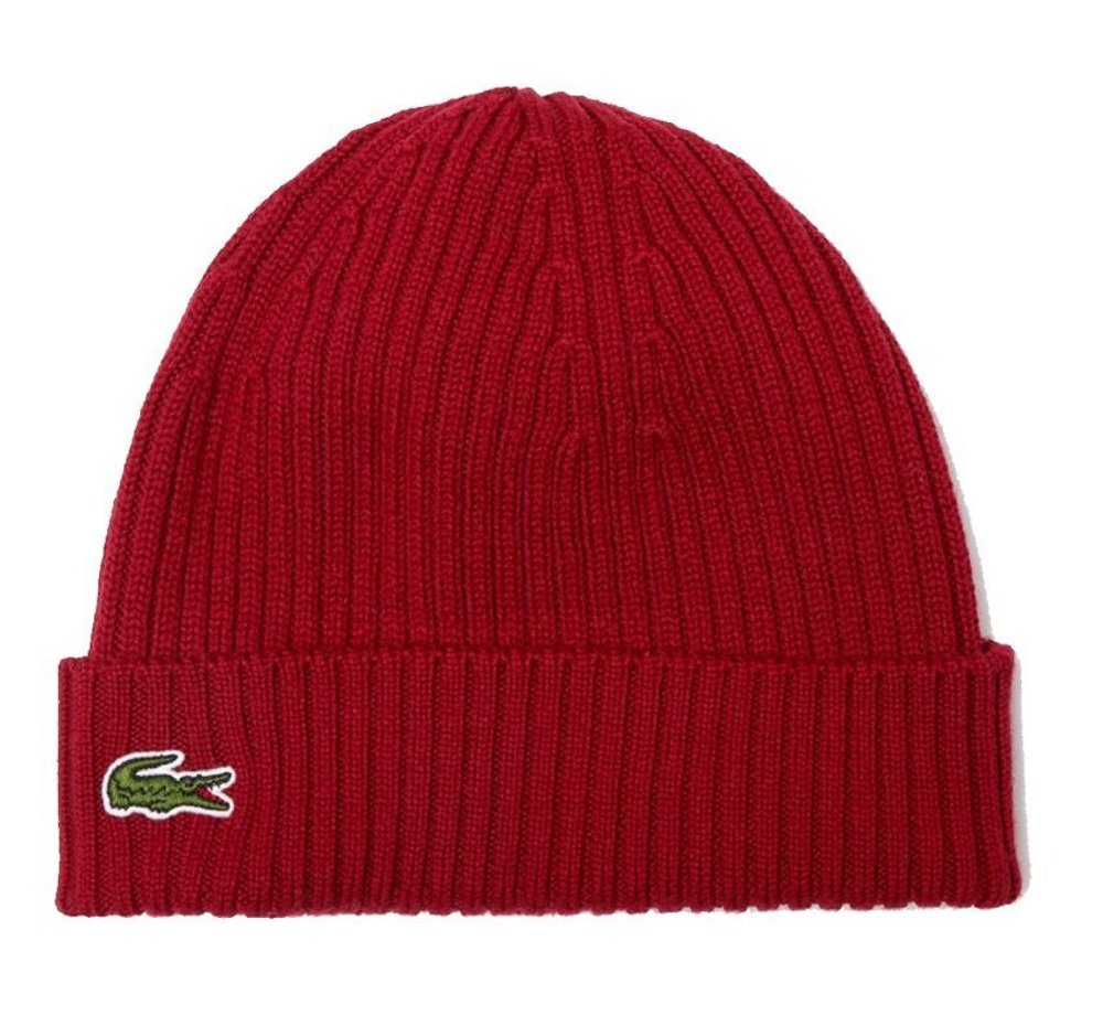 Шапка зимняя Lacoste Unisex Ribbed Wool Beanie - Red