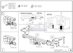 Оцинкованный фаркоп на Toyota Corolla седан E170 2013-2019 (без электрики), Galia T064C