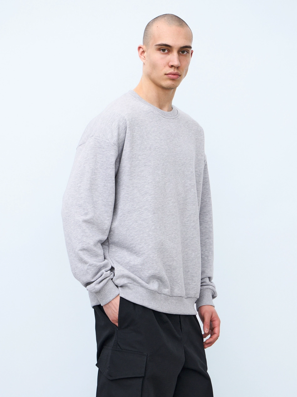 Свитшот оверсайз, без начеса (серый меланж)