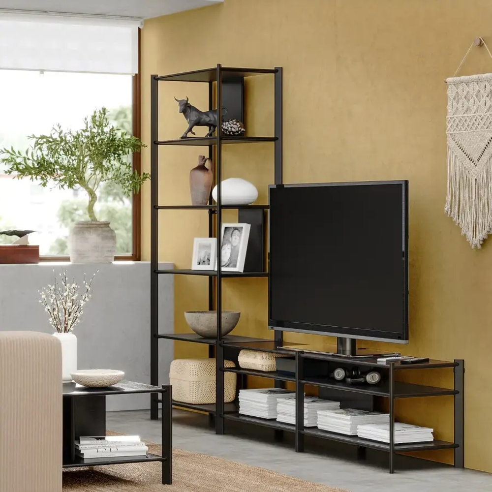 Шкаф для ТВ - IKEA JÄTTESTA/JATTESTA, 240x40x194см, черный, ЯТТЕСТА/ЙЕТТЕСТА ИКЕА