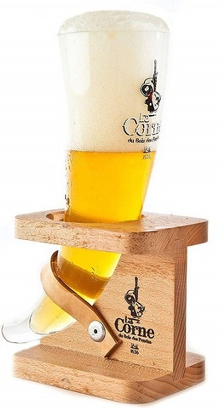 Бокал для пива Ла Корн / La Corne на деревянной подставке 330мл
