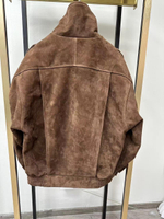 Бомбер "OVERSIZE" из замши "camel" с двойным воротником