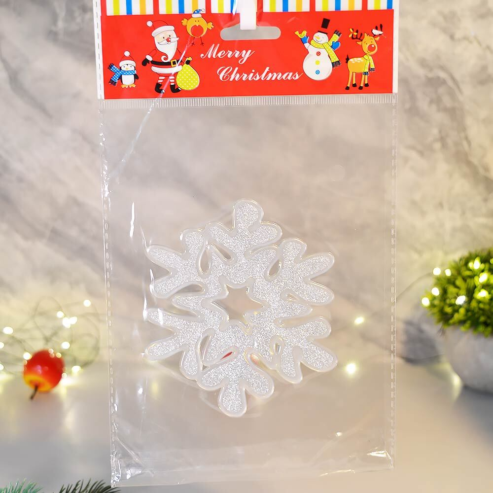 Наклейка новогодняя "Серебрянная снежинка" 15*20см, серебро