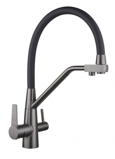 15007-G Смес. для кухни с гиб шланг и под филт (ГРАФИТ+ЧЕР.) ViEiR (10/1шт)