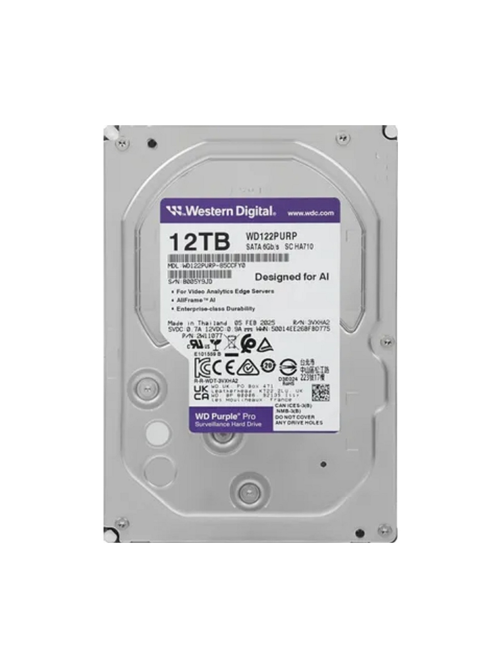 12TB WD Purple Pro (WD122PURP) {Serial ATA III, 7200- rpm, 256Mb, 3.5"}