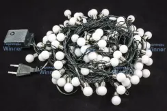 Светодиодная нить мини-лампочки 10 м., 220V, 100 теплых белых LED ламп, диаметр 1.6 см, зеленый провод, Winner (ww.01.5G.100-1,6ball)