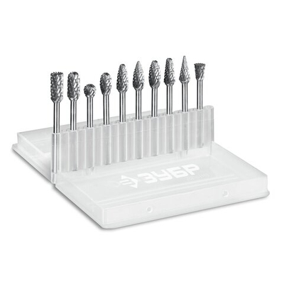 ЗУБР 10 шт набор борфрез твердосплавных, хв-к 3 мм, ПРОФЕССИОНАЛ (28816-H10)