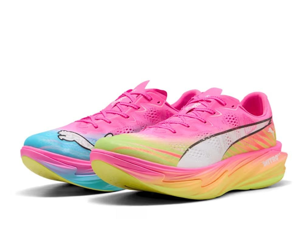 Мужские беговые кроссовки Puma Deviate Nitro Elite 4 Showtime Pack M розово-жёлтые