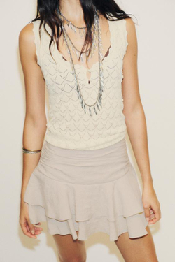 ZARA ЮБКА-ШОРТЫ С ВОЛАНАМИ, СЕРЫЙ