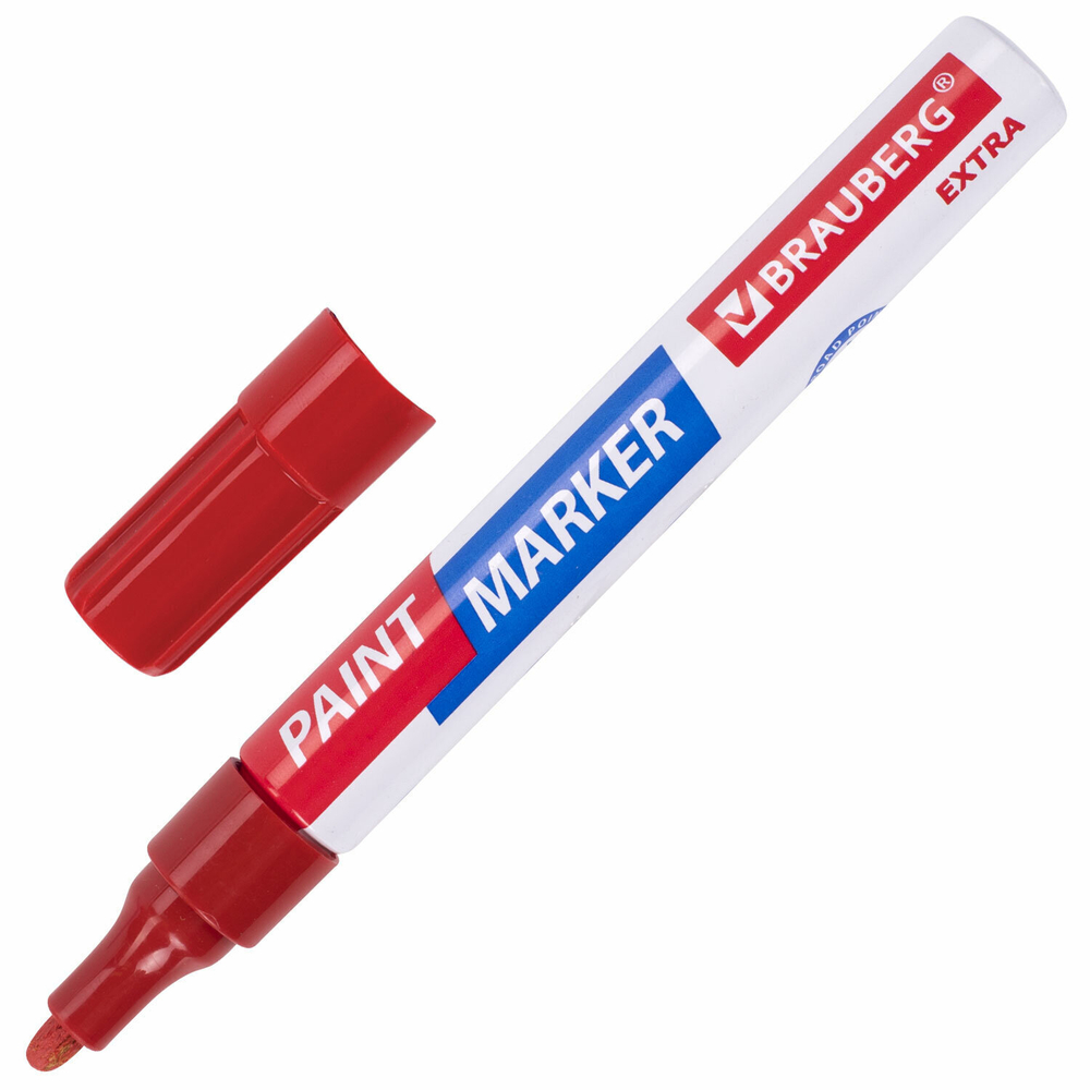 Маркер-краска лаковый EXTRA (paint marker) 4 мм бордовый усиленная нитро-основа BRAUBERG (12 штук в упаковке)