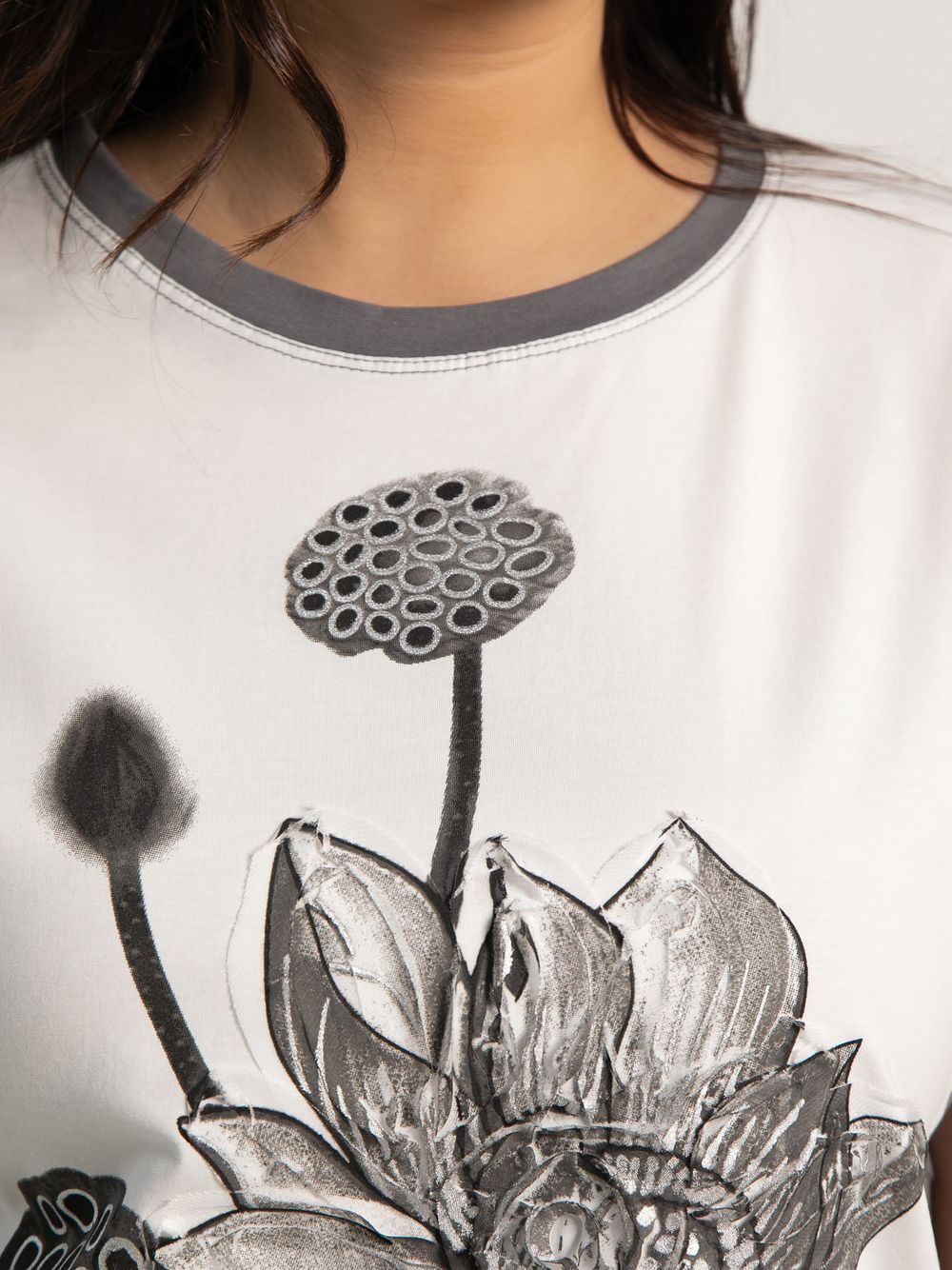 Блуза Нимфея (бело-серая) Б15609-18М LT Collection