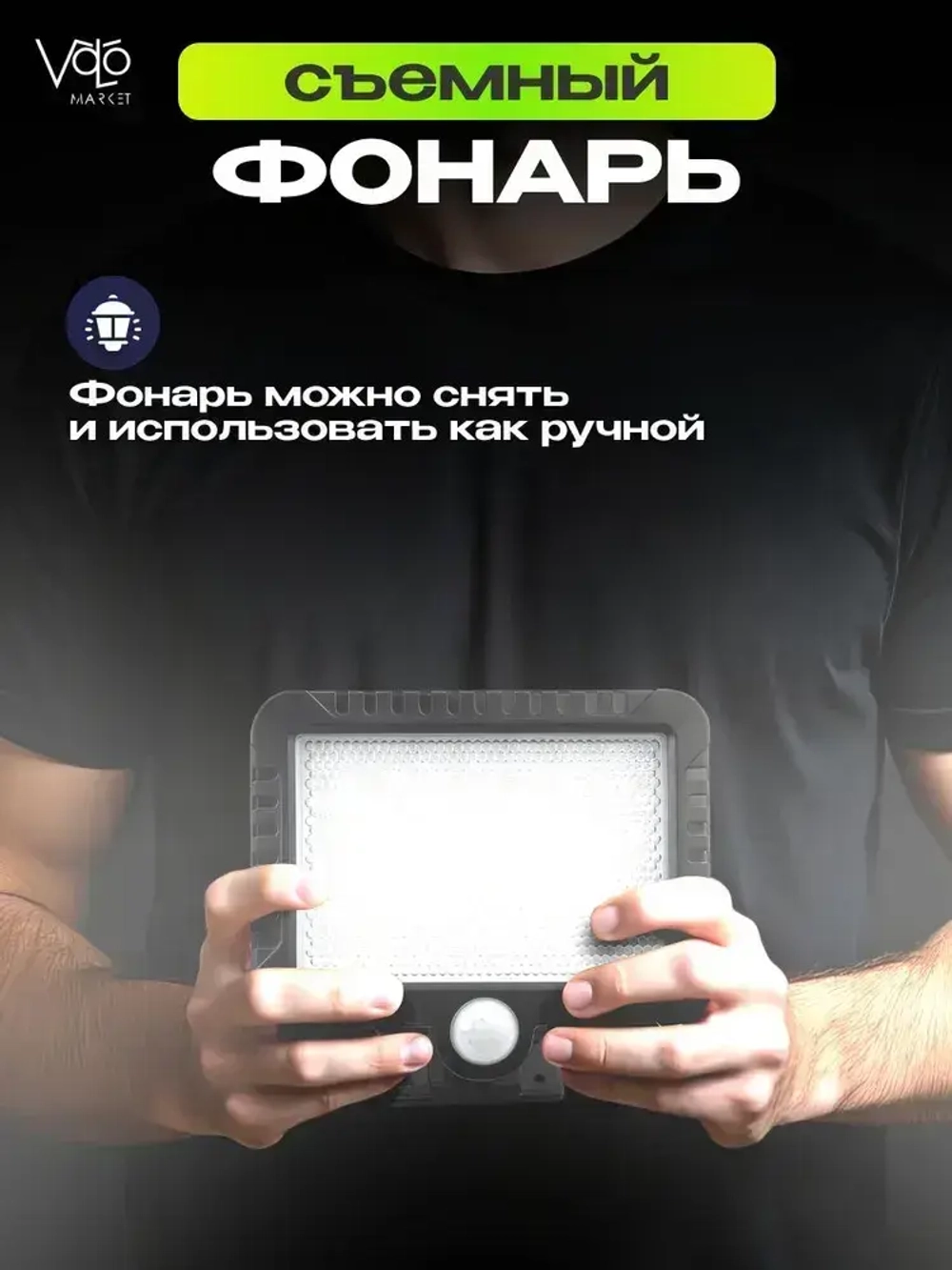 Светильник на солнечной батарее уличный, светильник с датчиком движения