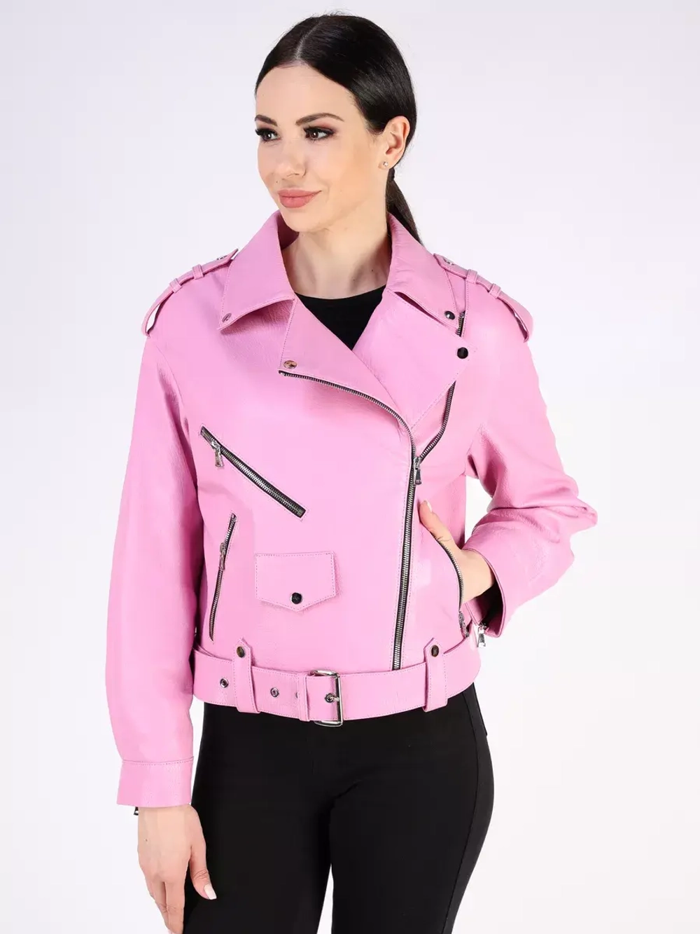 Кожаная куртка демисезонная косуха оверсайз