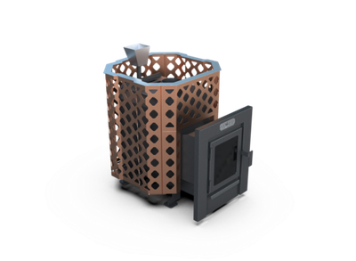 Банная печь Душа- 15 Сетка Ремейк Закрытая Каменка стекло