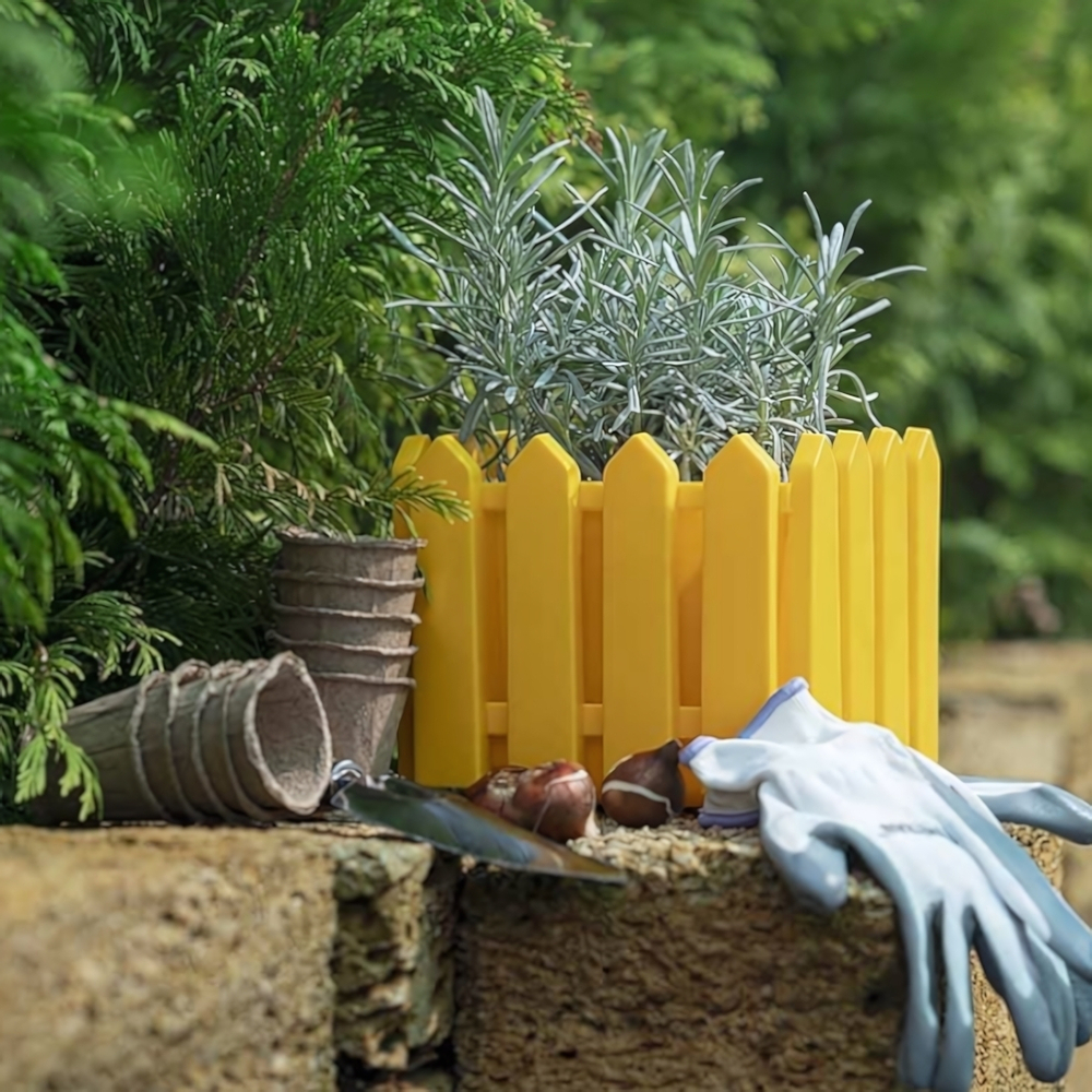 Кашпо квадратное малое "Лардо" с поддоном 19,5*19,5*15,6 цвет желтый