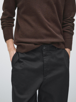 Massimo Dutti Хлопковые брюки с широкими штанинами, черный