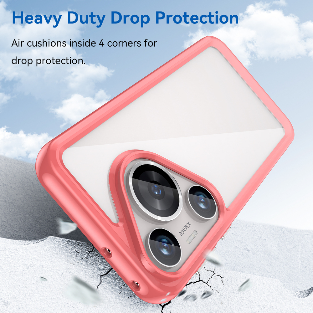 Усиленный чехол для смартфона Huawei Pura 70 Pro и Pura 70 Pro+, мягкие рамками красного цвета