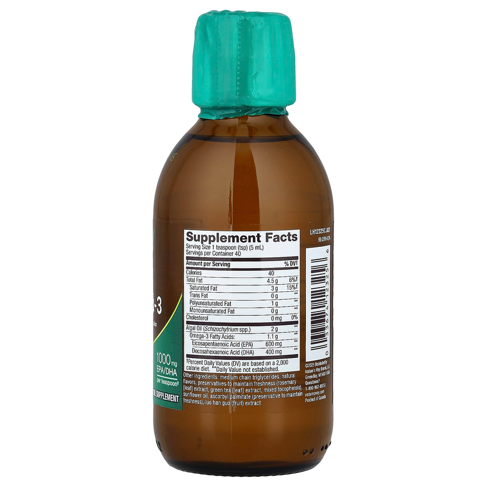 Nature's Way, водорослевое масло, омега-3, клюква и апельсин, 200 мл (6,8 жидк. унции)