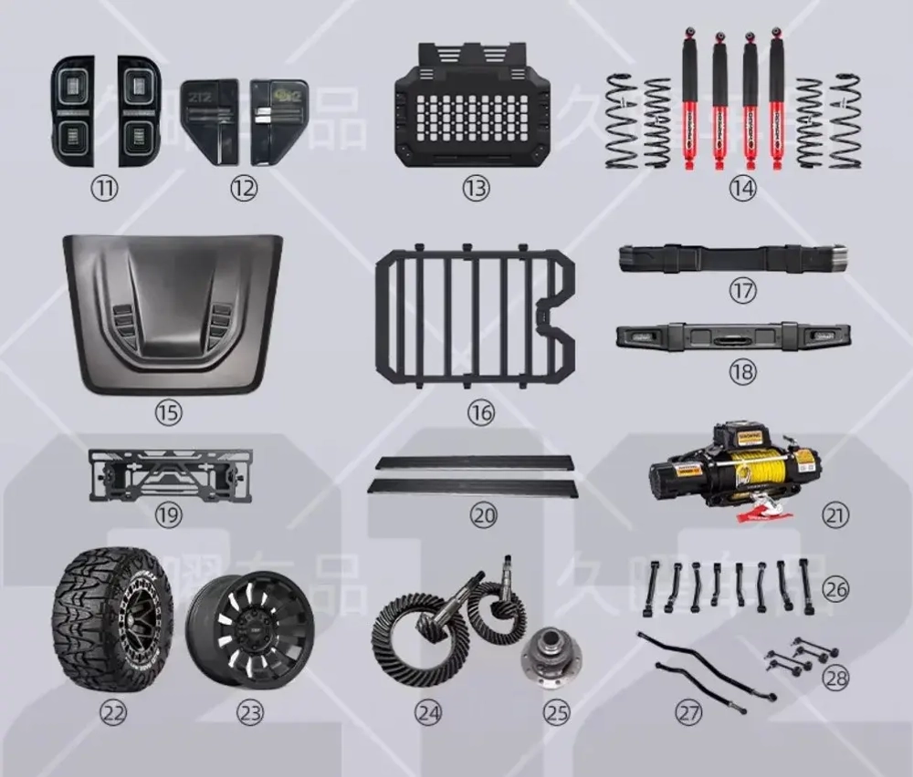 Обвес силовой для BAW 212 T01 2024+ Капот передний бампер фары расширители арок платформа на крышу