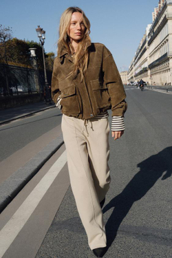 ZARA МЯГКИЕ ШИРОКИЕ БРЮКИ, ПЕСОЧНЫЙ