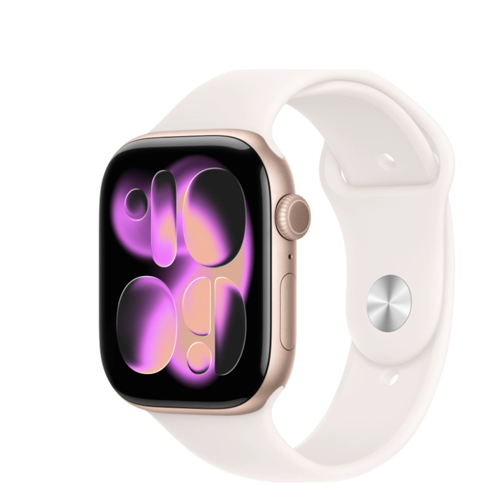 Apple Watch Series 11 GPS 42mm Rose Gold Aluminum Case with Sport Band Light Blush (Спортивный ремешок цвета Светло-румяный) (S/M, 130–180 mm) MEU04