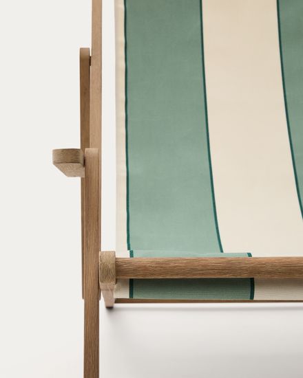 Vilara Складной шезлонг для улицы в полоску зеленого и бежевого цвета