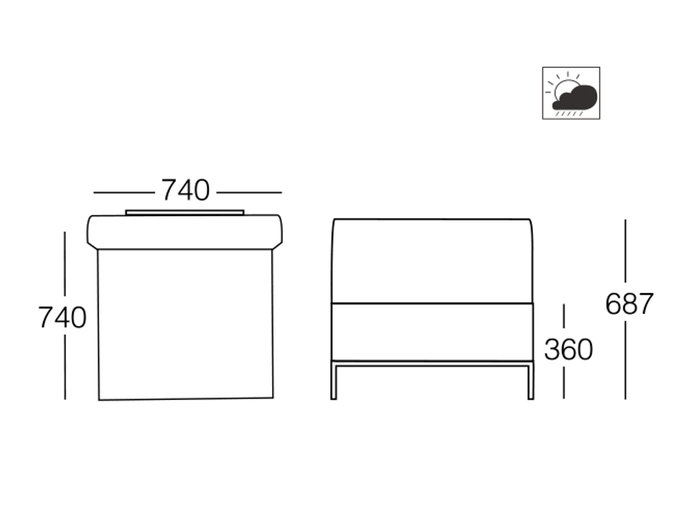 Модуль центральный Papatya Slim Stripe Main Module (A), антрацит, светло-серый