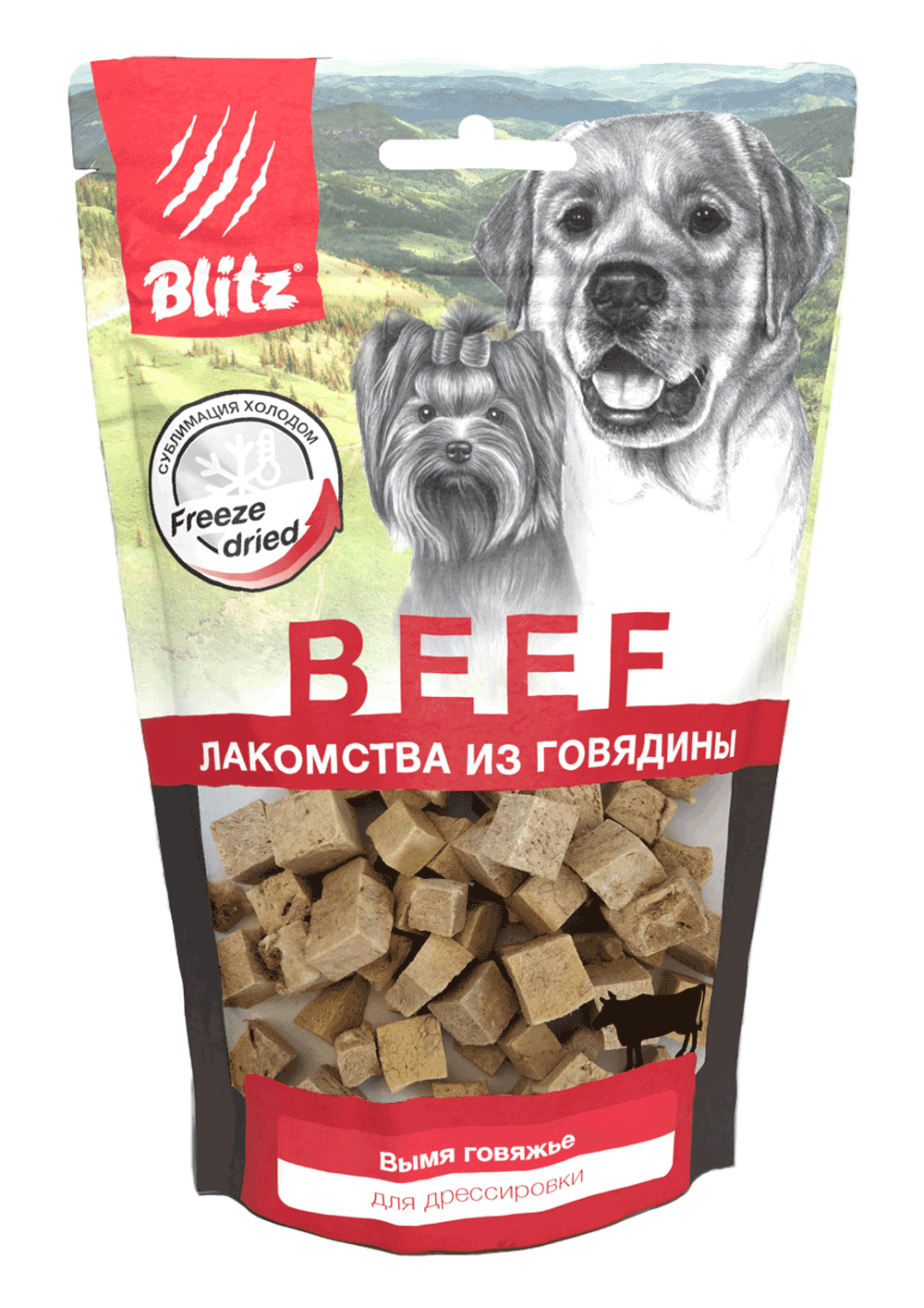 Лакомство для собак ВЫМЯ ГОВЯЖЬЕ BLITZ 0,060кг