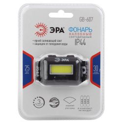 Фонарь налобный светодиодный ЭРА GB-607 на батарейках мощный яркий 3 режима черный