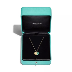 Подвеска из золота 18к(750 проба), Tiffany, два сердца с голубой эмалью 💝✨exclusive ✨