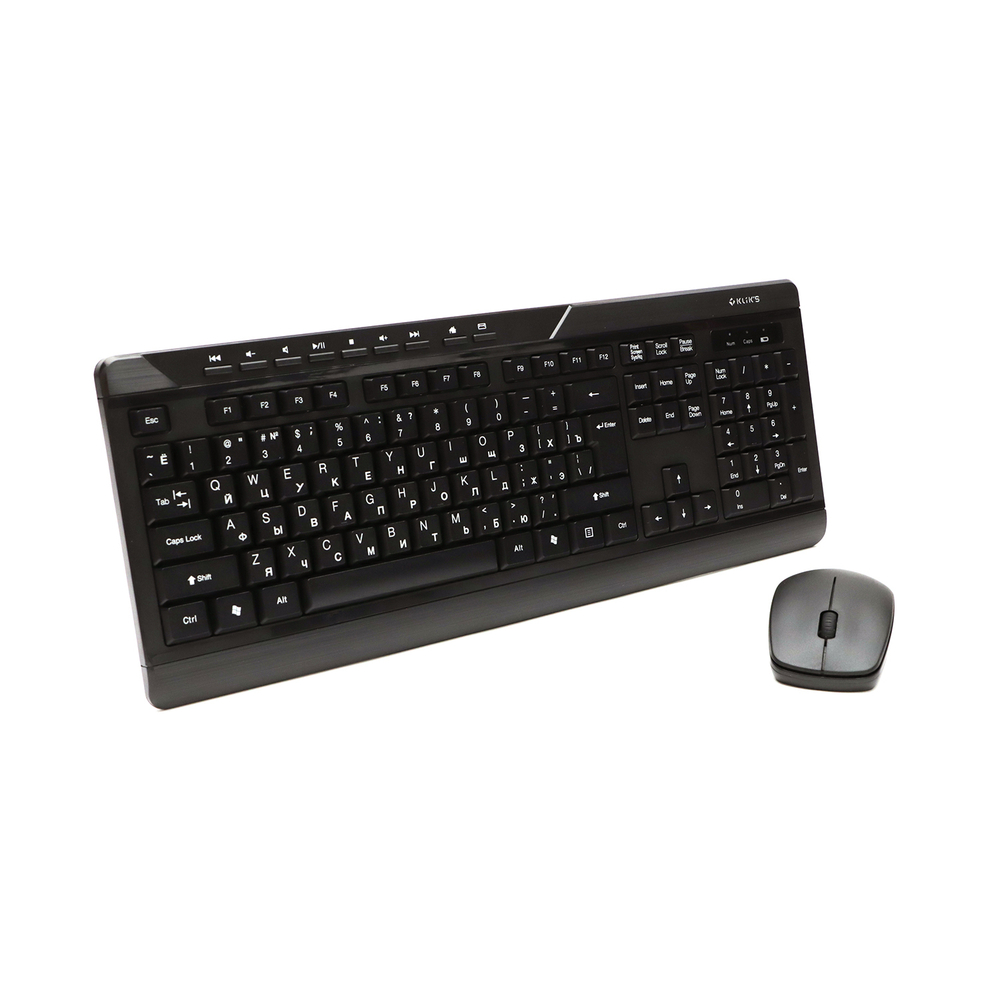 Клавиатура + мышь беспроводная KLIKS 301KMW, 1000dpi, черный, Retail, мембранная, радиоканал (LW-301KMW)