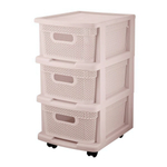 Комод Keeplex Ajur с корзинами на колесиках трехсекционный компакт 37х30х52см бежевый топаз