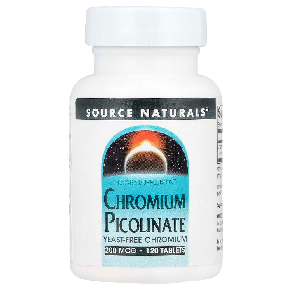 Source Naturals, Пиколинат хрома, 200 мкг, 120 таблеток