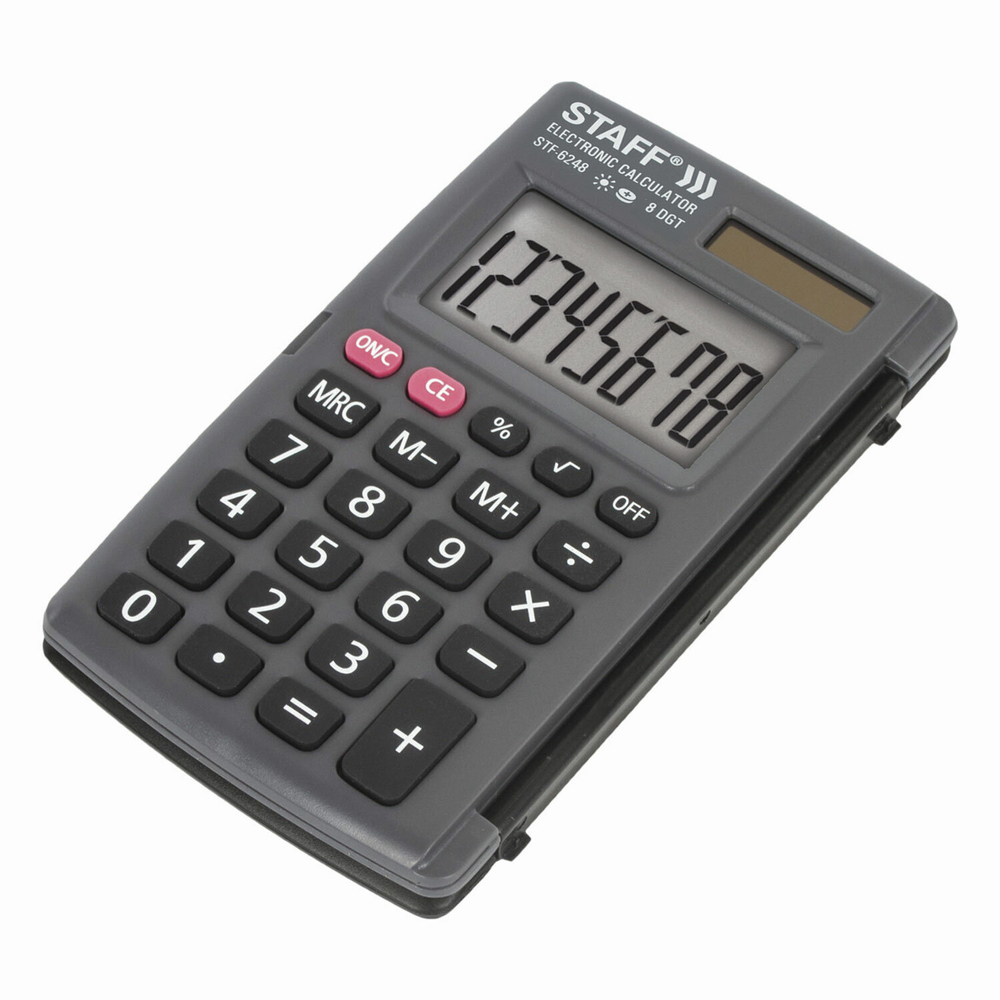 Калькулятор карманный STAFF STF-6248 (104х63 мм) 8 разрядов двойное питание (2 штуки в упаковке)