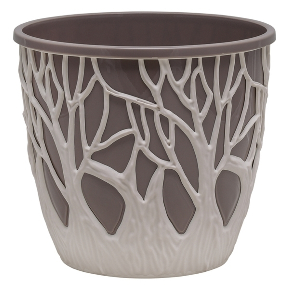 Кашпо для цветов пластиковое 3,5л d-19,5 см «Форест» Пудровый/Мокко