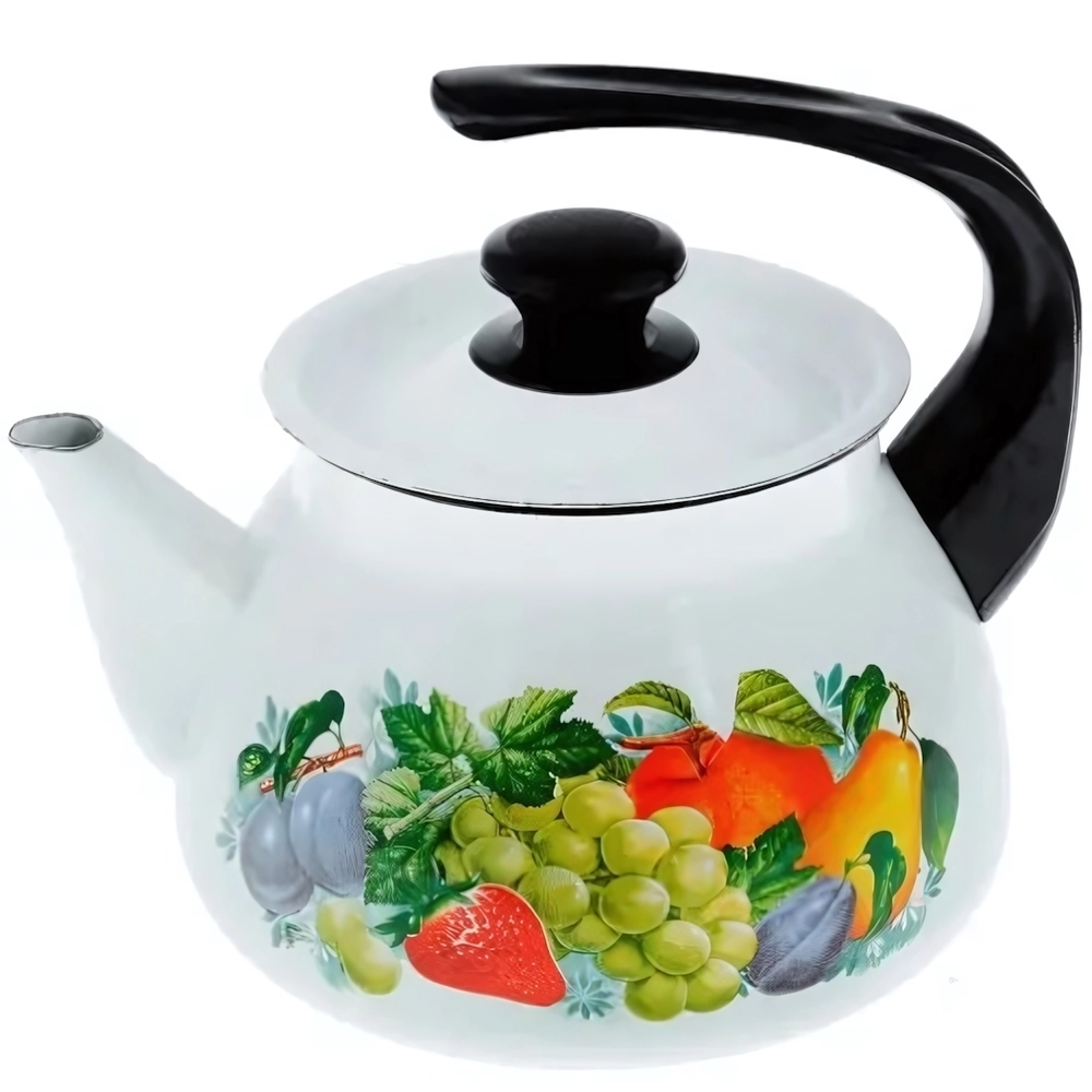 Чайник эмалированный 3л со свистком сферический белый 42704-122