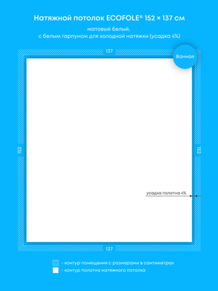 Матовый натяжной потолок 2.1 м2