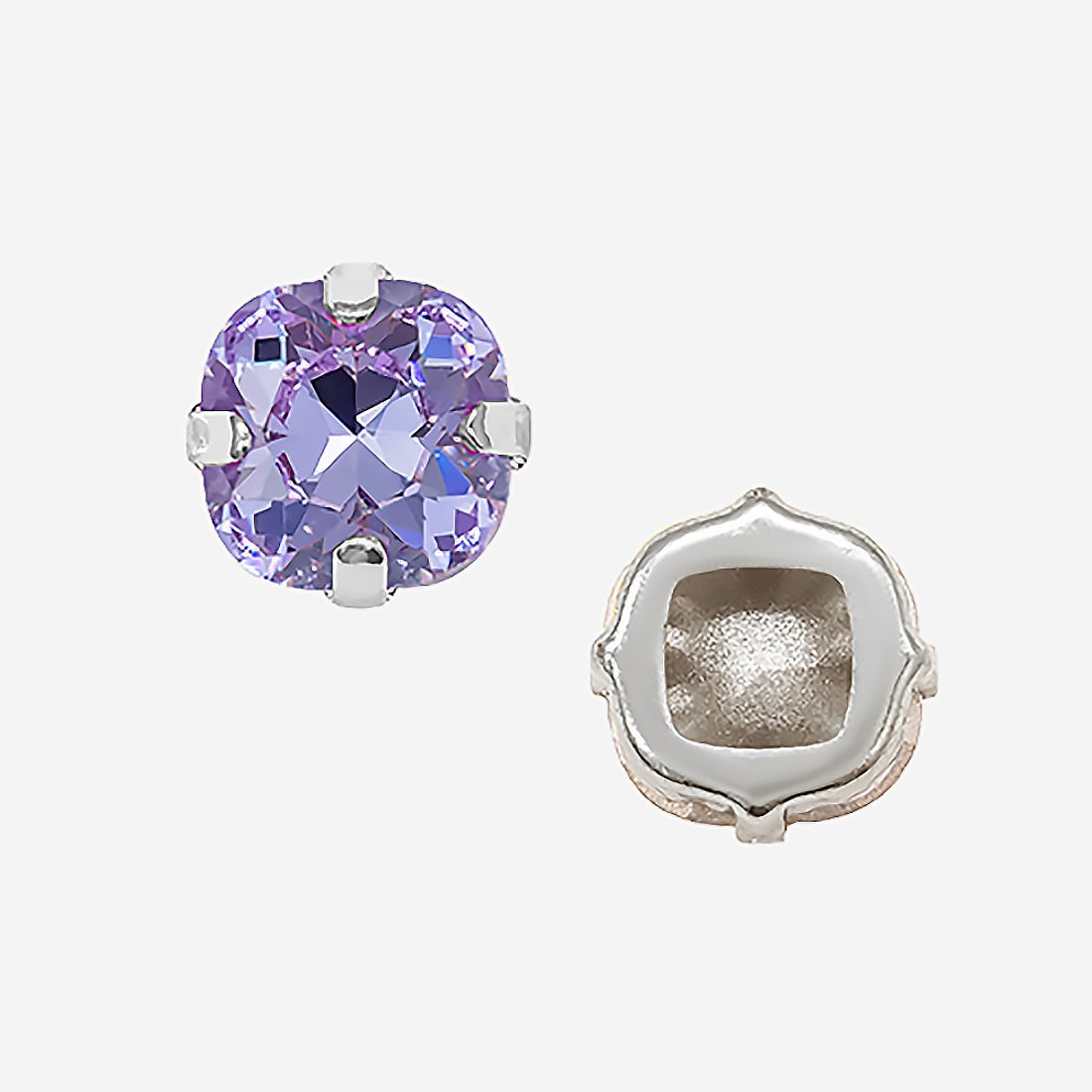 Кристалл Кушон (Сushion) в цапах, оттенок "Фиолетовый"/"Violet", 9,2мм, родирование