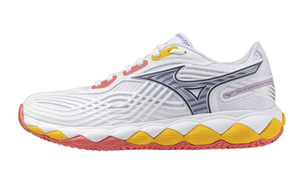 Женские Кроссовки теннисные Mizuno Wave Enforce Tour 2 CC - white/icelandic blue/calypso