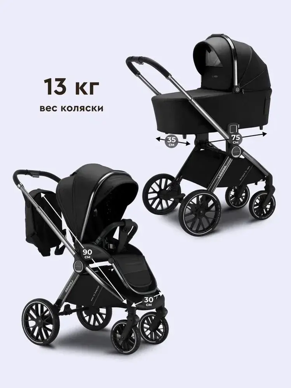 Детская коляска Luxmom 888 3в1 (черный)