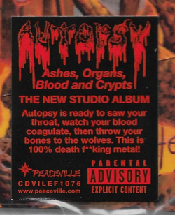 AUTOPSY - Ashes, Organs, Blood And Crypts, музыкальный компакт диск, death metal